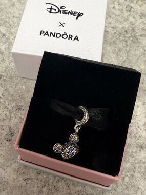 PANDORA Disney Exclusive Pavé Mickey Mouse Dangle Charm